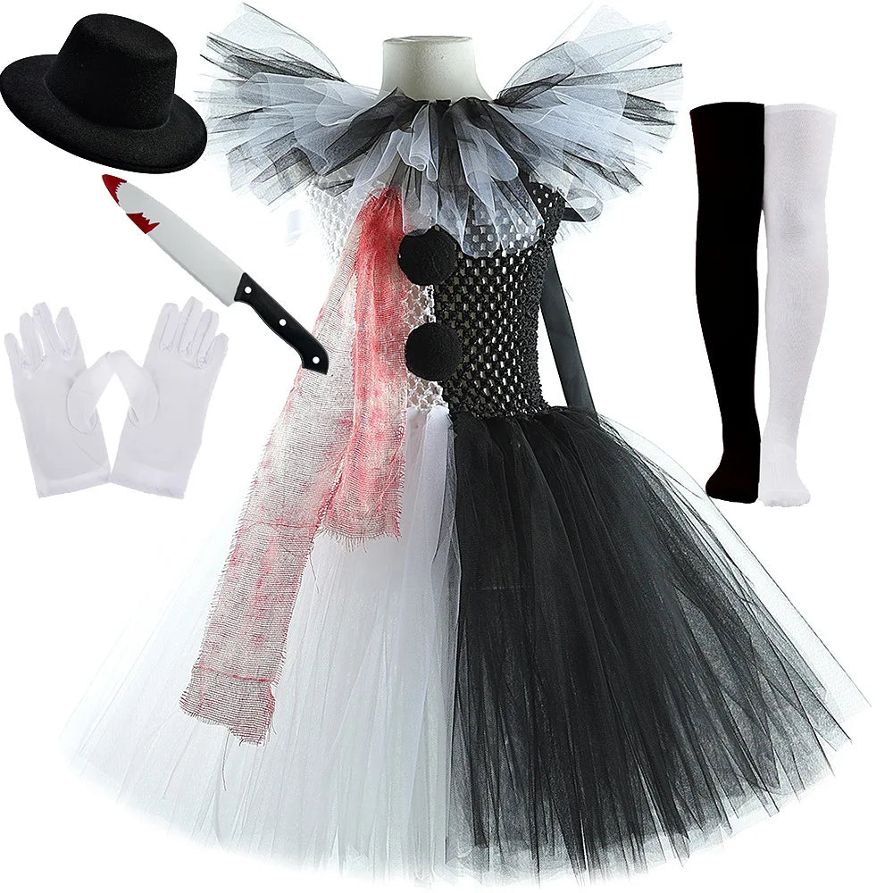 Girls Scary Clown Halloween Costume