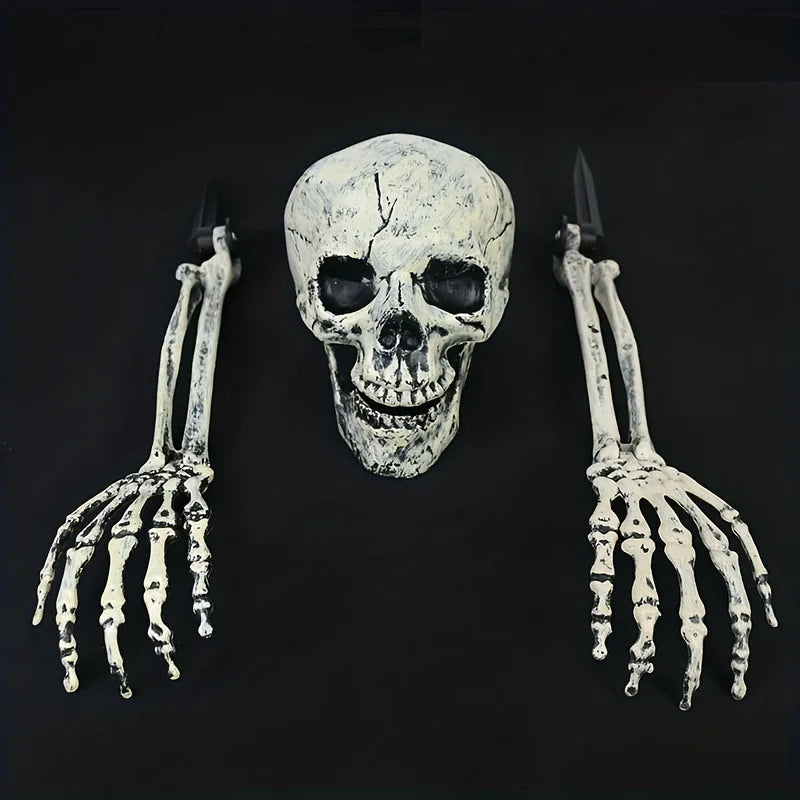 Realistic Skeleton Stakes — Haunted Skull & Hands