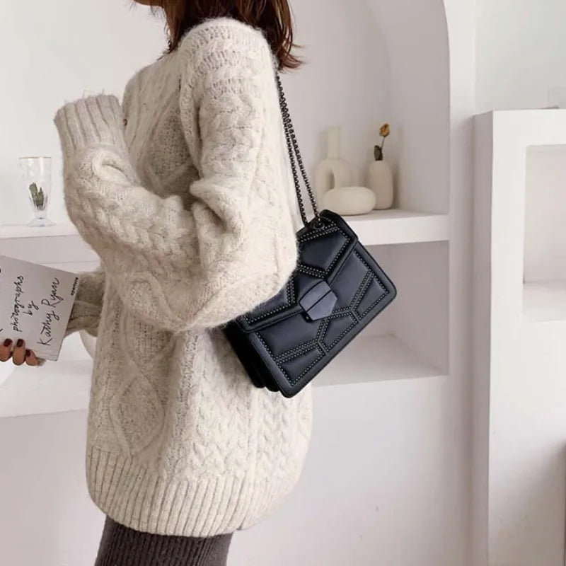 Vintage Rivet Crossbody Bag