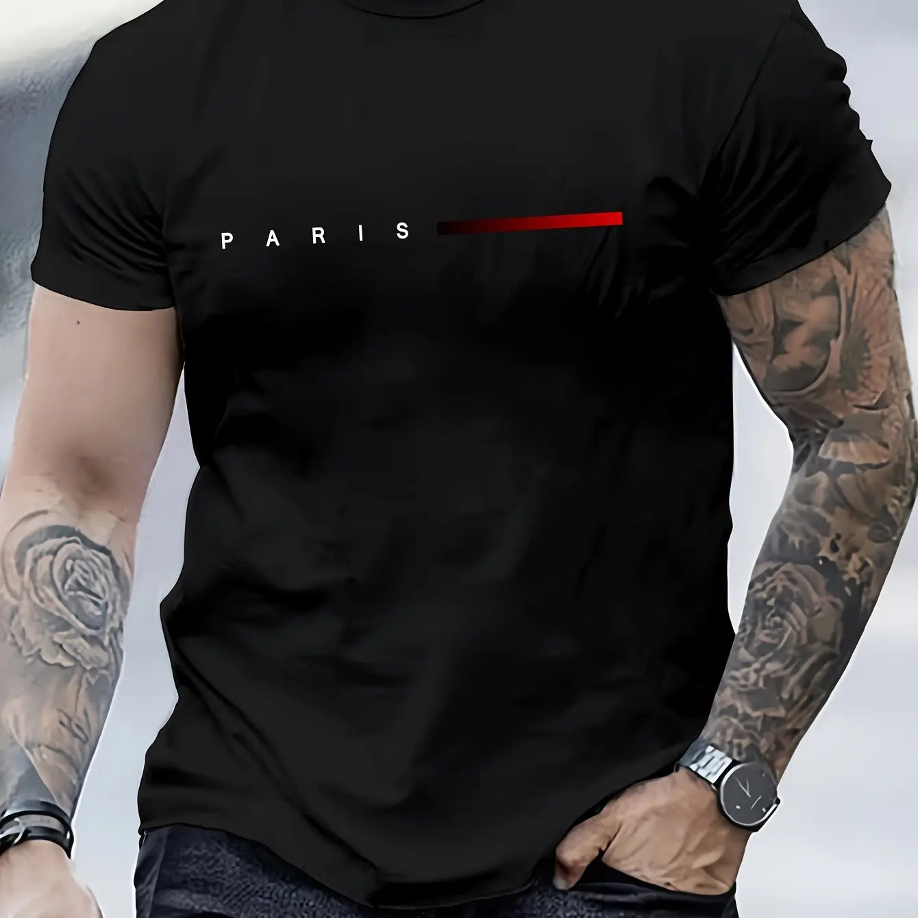Paris Creative Cotton Tee — Slim Fit Summer Style