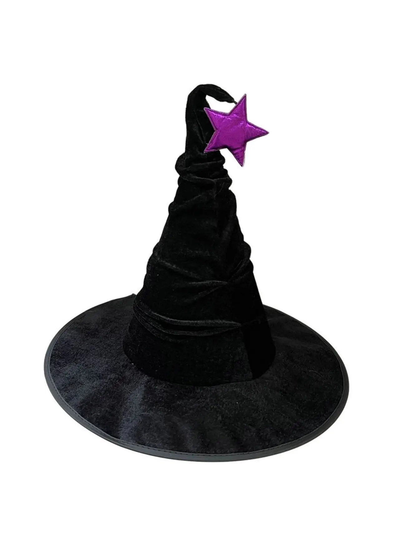 Black Velvet Crumpled Witch Hat – Halloween Costume Accessory