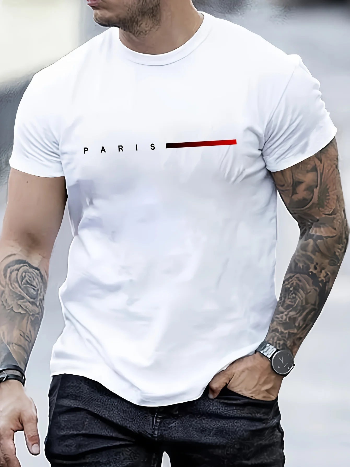 Paris Creative Cotton Tee — Slim Fit Summer Style