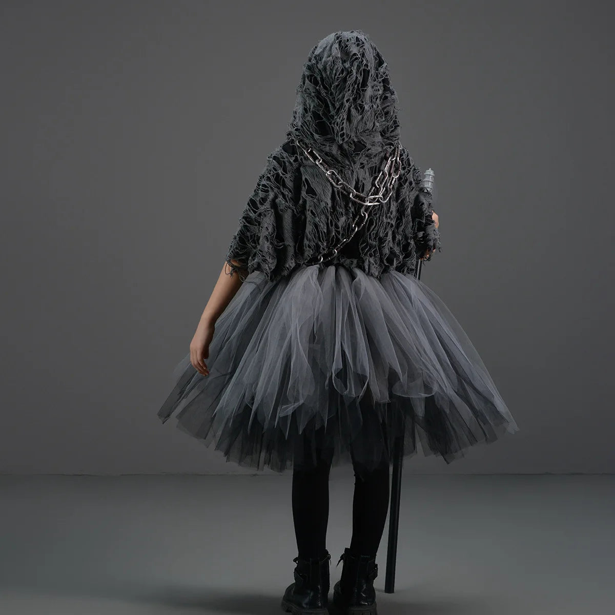 Girls Grim Reaper Black Cloak Costume
