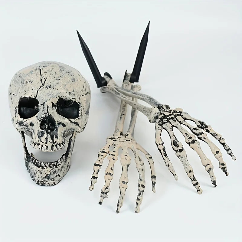 Realistic Skeleton Stakes — Haunted Skull & Hands