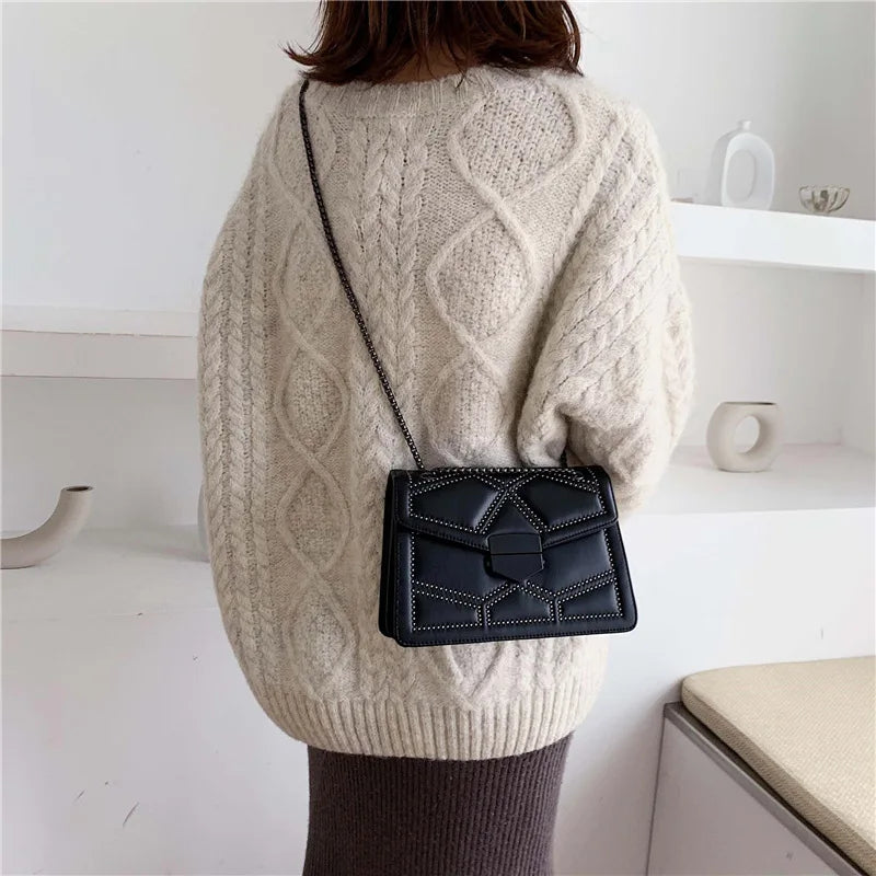 Vintage Rivet Crossbody Bag