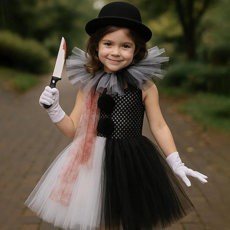 Girls Scary Clown Halloween Costume