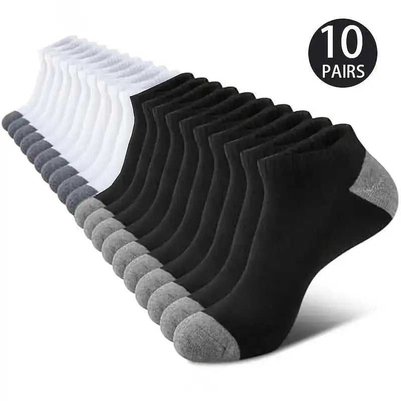 10 Pairs Breathable Low-Cut Socks — Sweat-Absorbing & Odor-Free