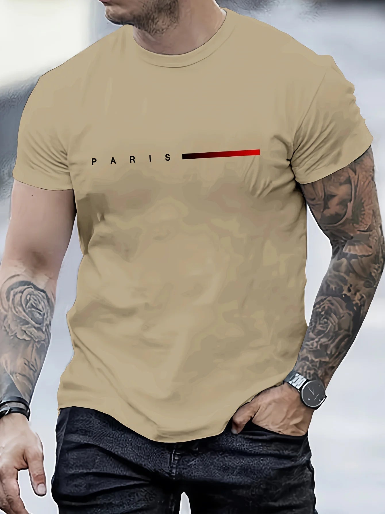 Paris Creative Cotton Tee — Slim Fit Summer Style