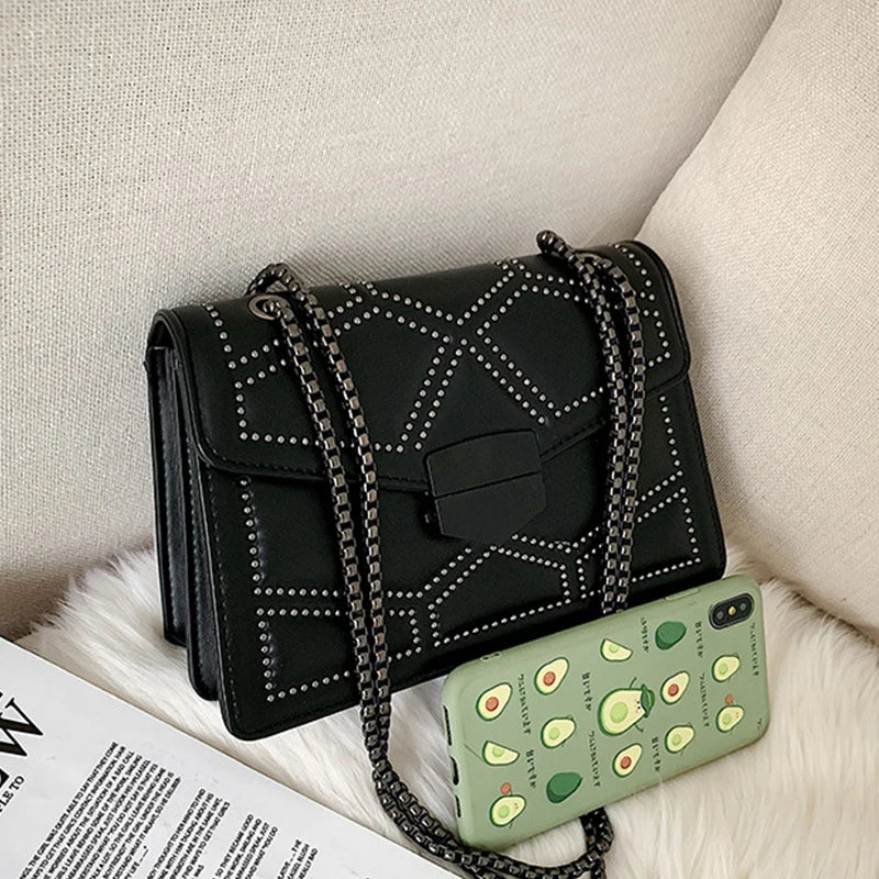 Vintage Rivet Crossbody Bag