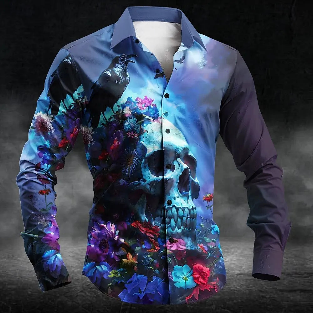 Halloween Men’s Blood Stained Letter Print Gothic Shirt