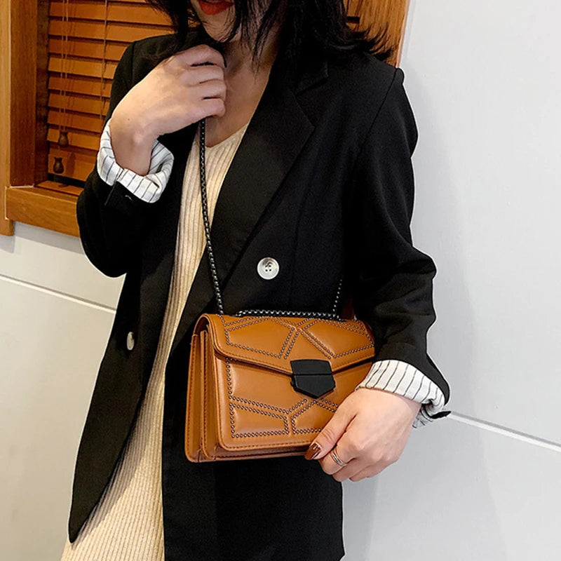 Vintage Rivet Crossbody Bag