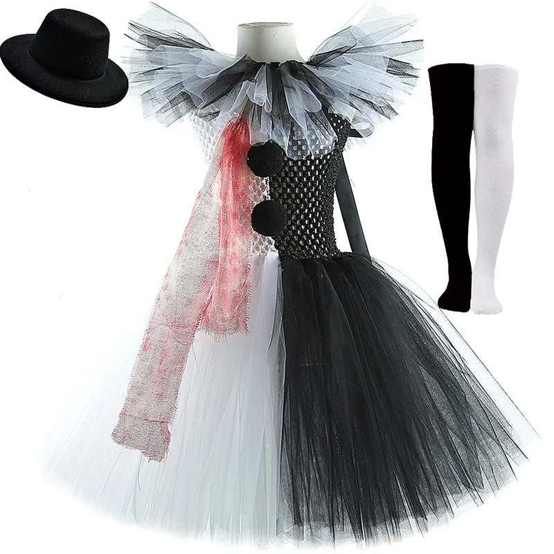 Girls Scary Clown Halloween Costume
