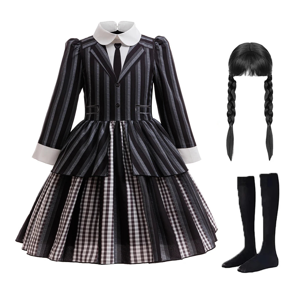 Girls Wednesday Addams Cosplay Dress