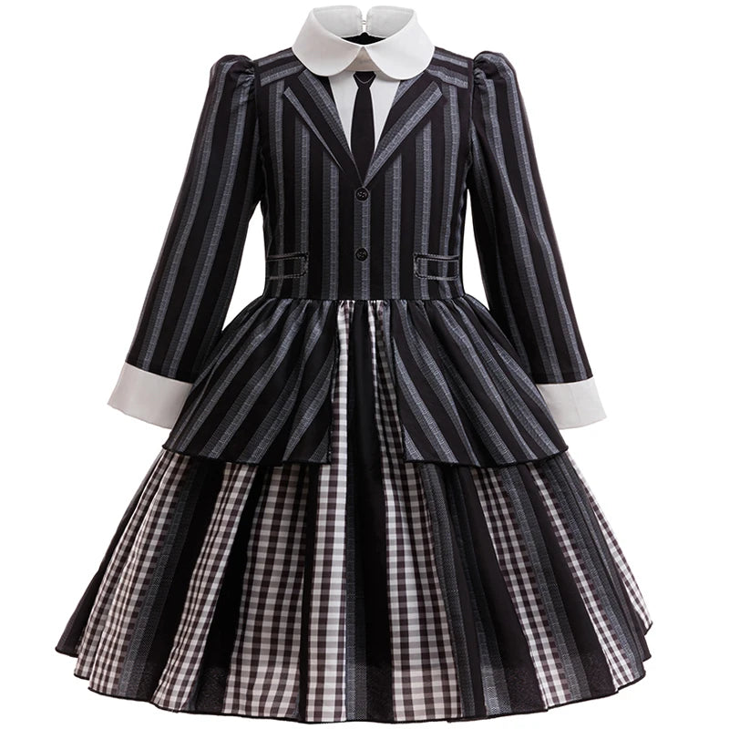 Girls Wednesday Addams Cosplay Dress