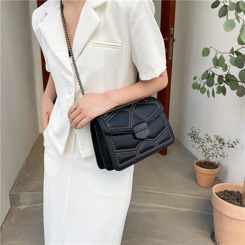 Vintage Rivet Crossbody Bag