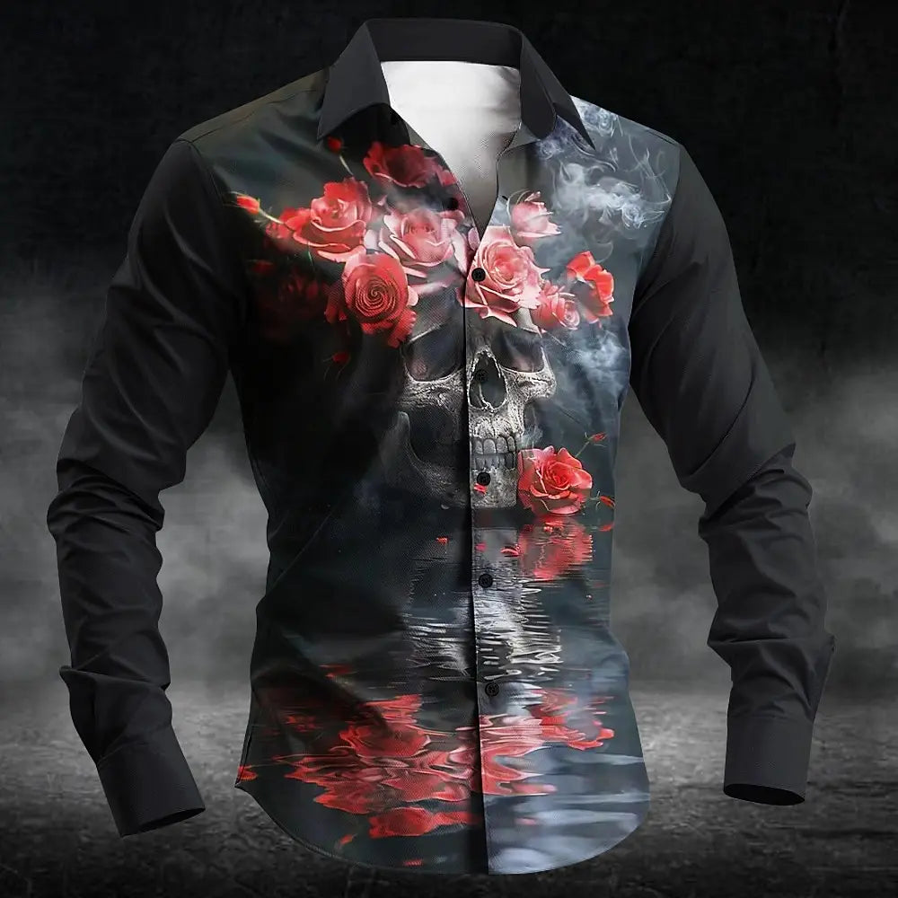 Halloween Men’s Blood Stained Letter Print Gothic Shirt