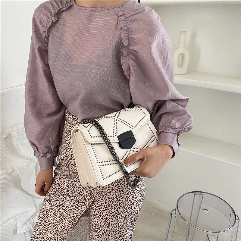 Vintage Rivet Crossbody Bag