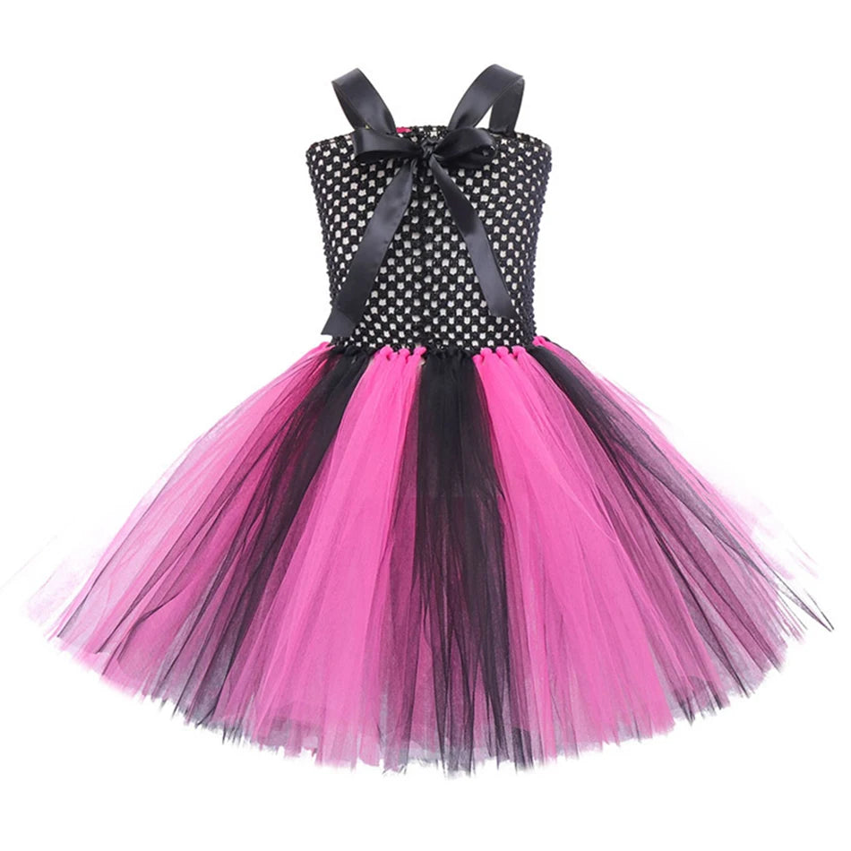 Girls Skeleton Heart Tutu Halloween Costume