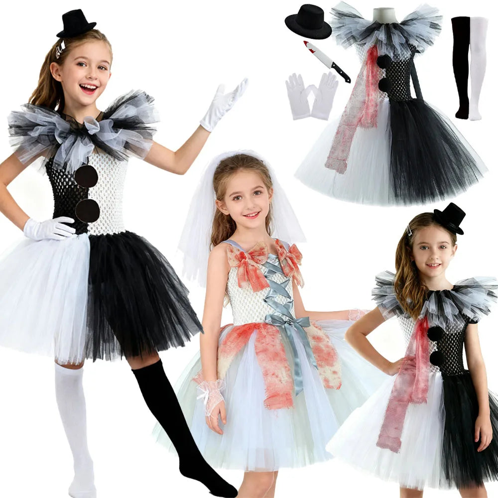 Girls Scary Clown Halloween Costume