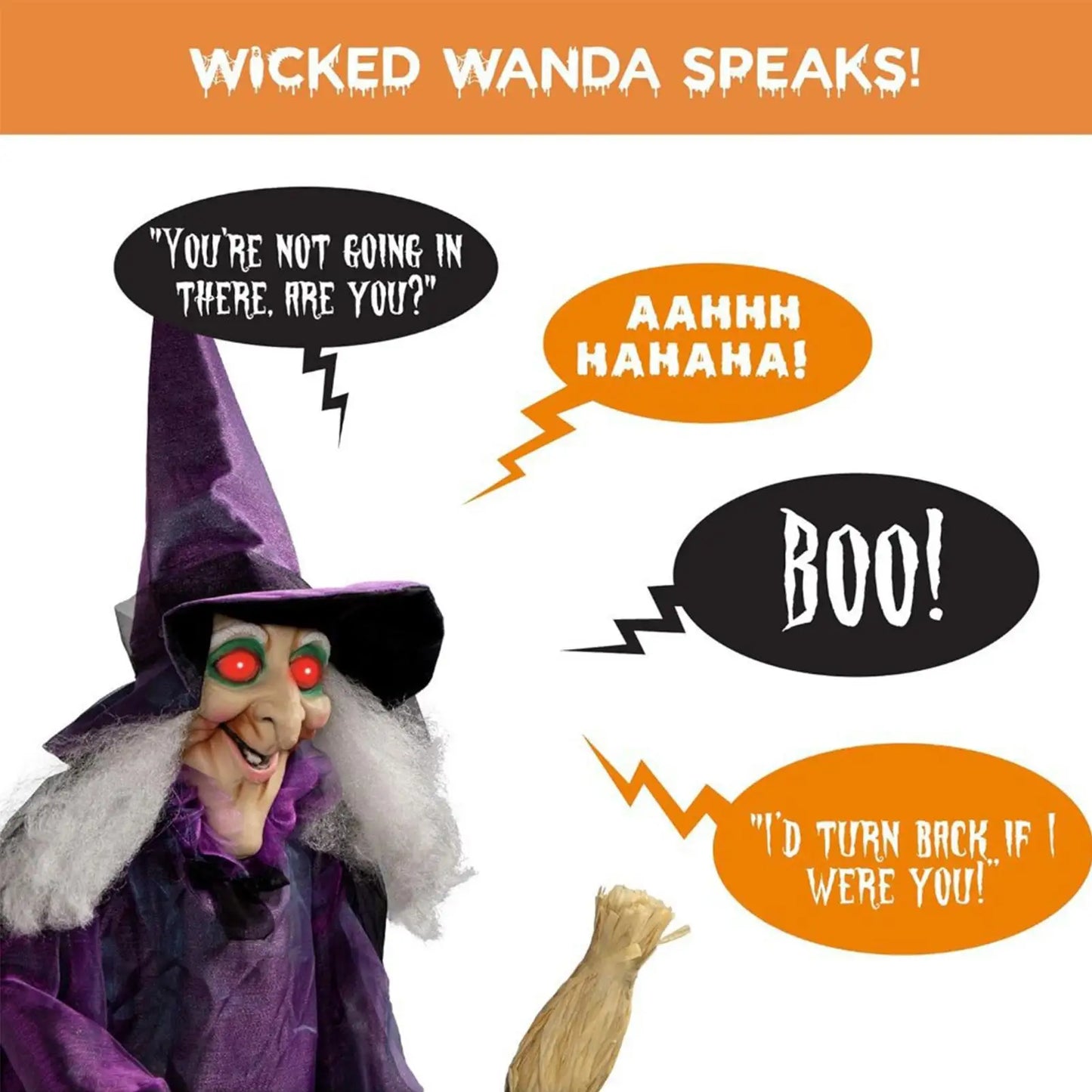 Sound-Activated Light-Up Witch Ghost – Halloween Scary Prop