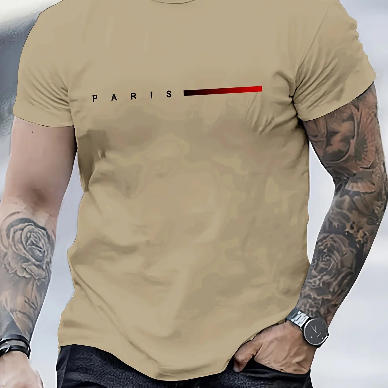 Paris Creative Cotton Tee — Slim Fit Summer Style