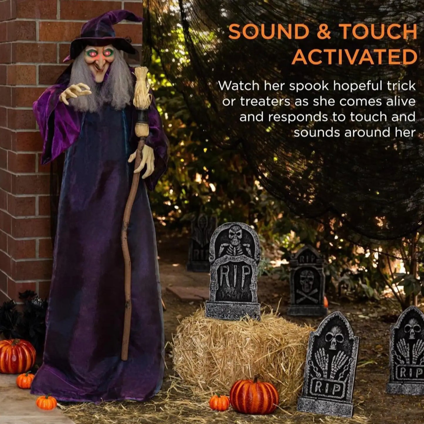 Sound-Activated Light-Up Witch Ghost – Halloween Scary Prop