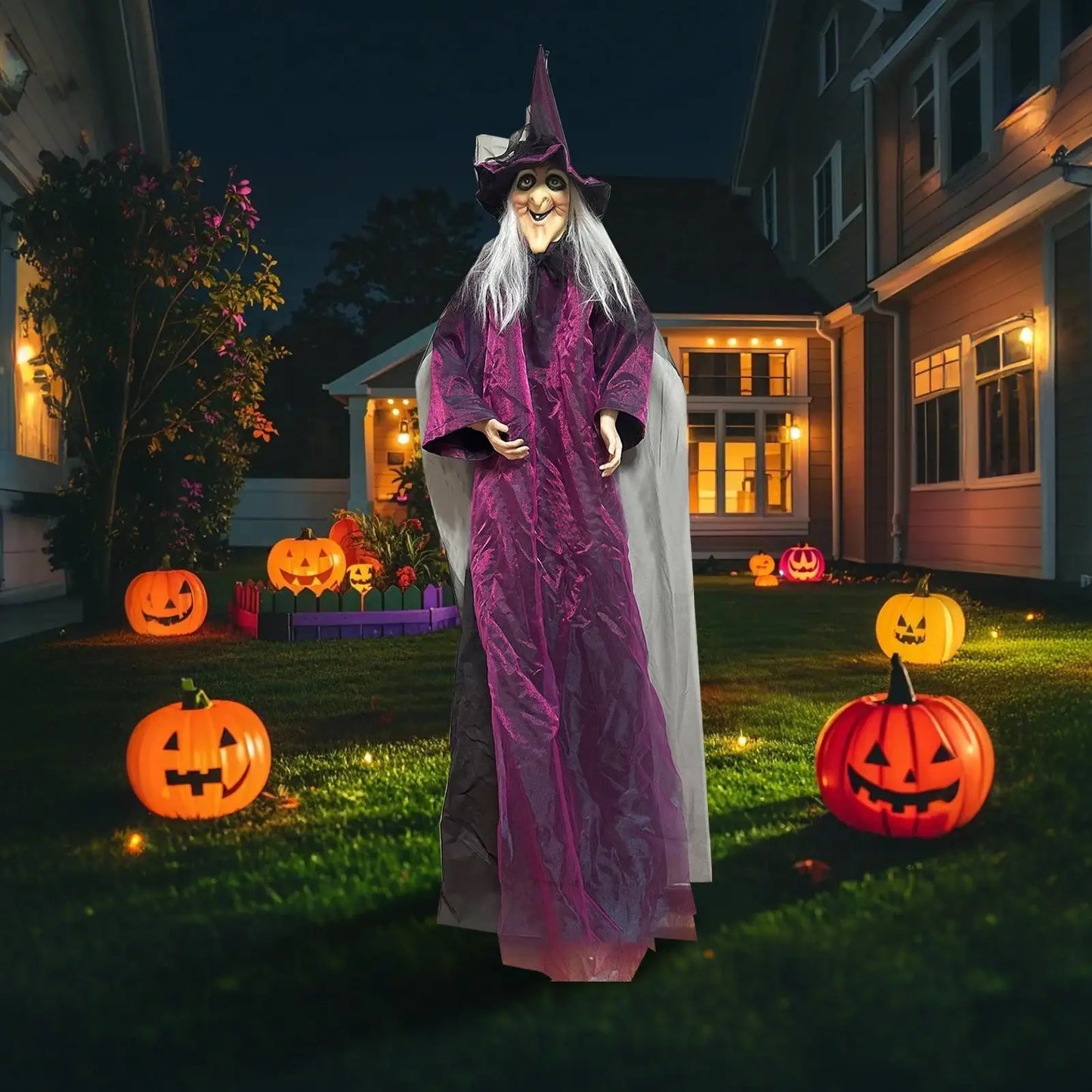 Sound-Activated Light-Up Witch Ghost – Halloween Scary Prop