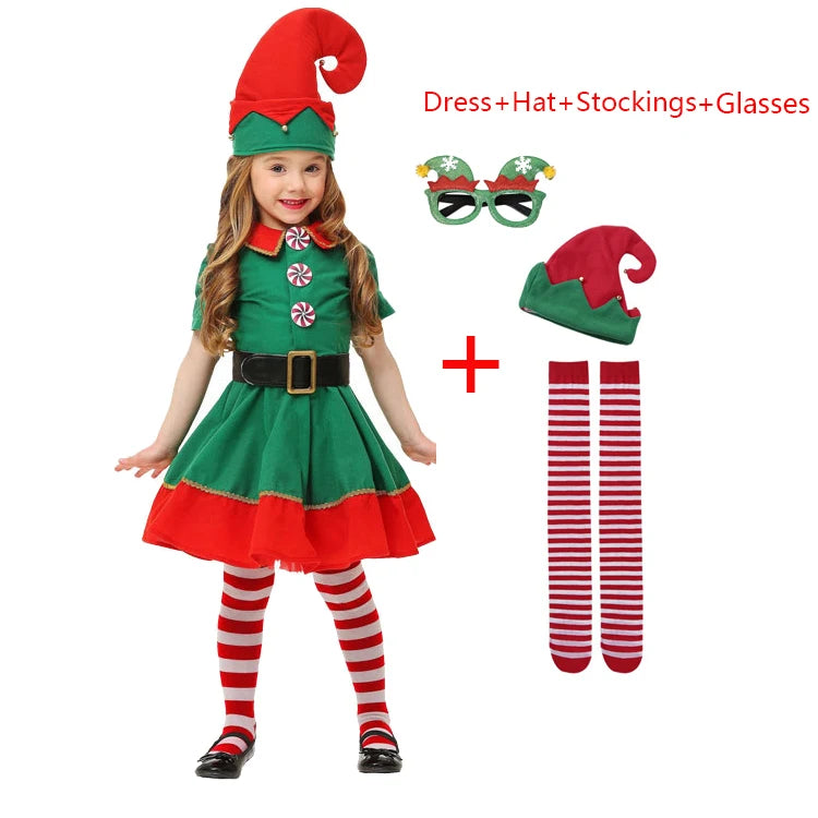 Christmas Elf Cosplay Jumpsuit for Kids
