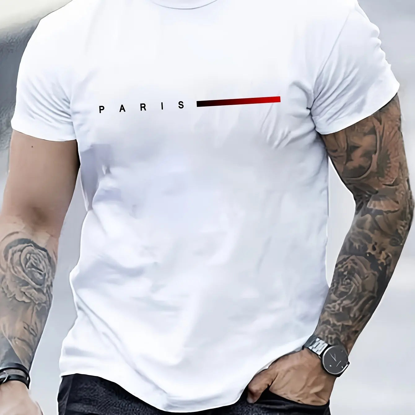 Paris Creative Cotton Tee — Slim Fit Summer Style
