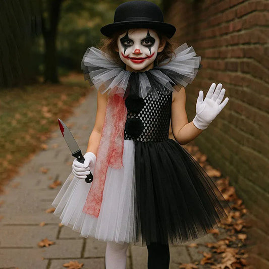 Girls Scary Clown Halloween Costume