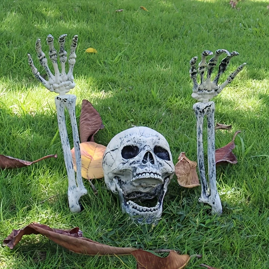 Realistic Skeleton Stakes — Haunted Skull & Hands