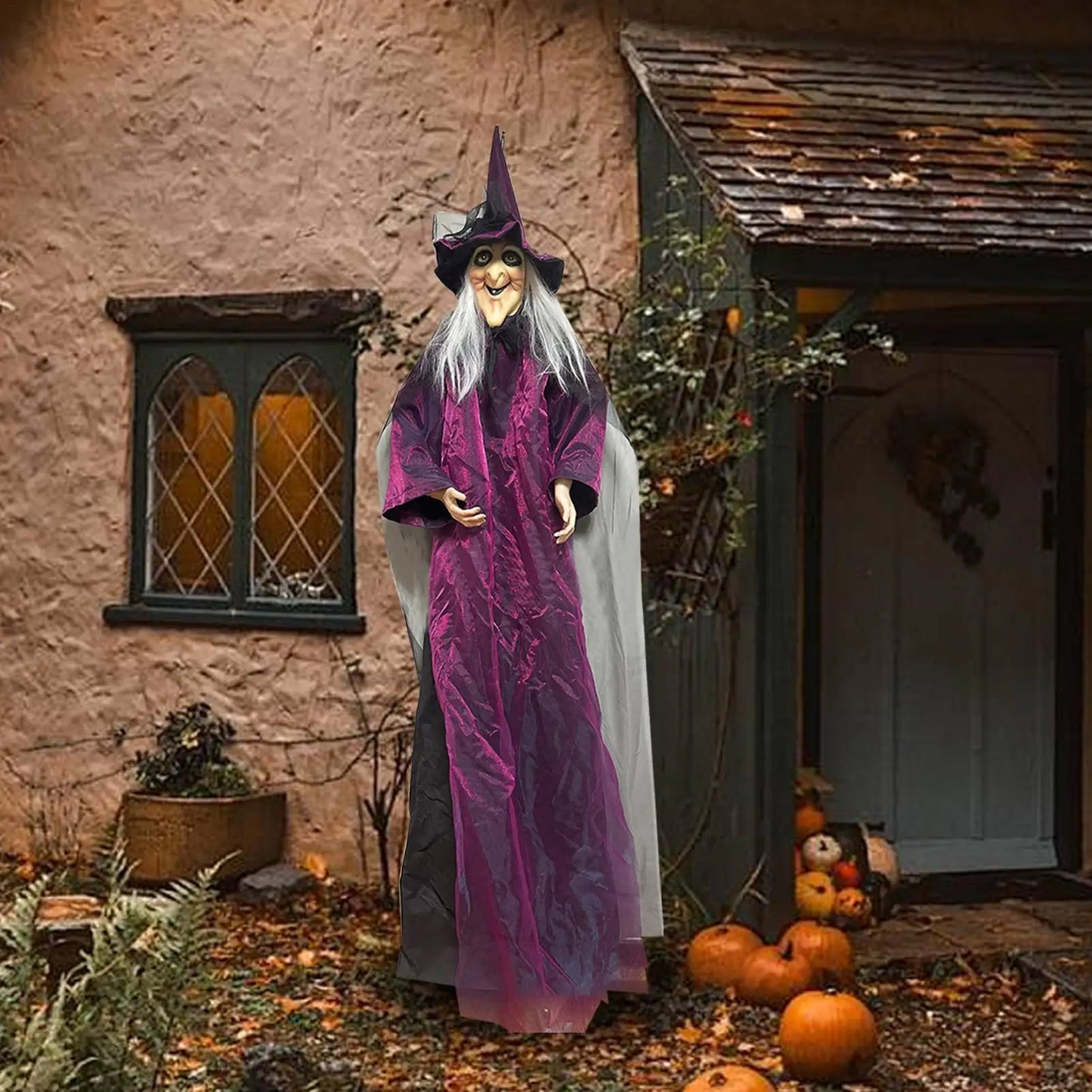 Sound-Activated Light-Up Witch Ghost – Halloween Scary Prop