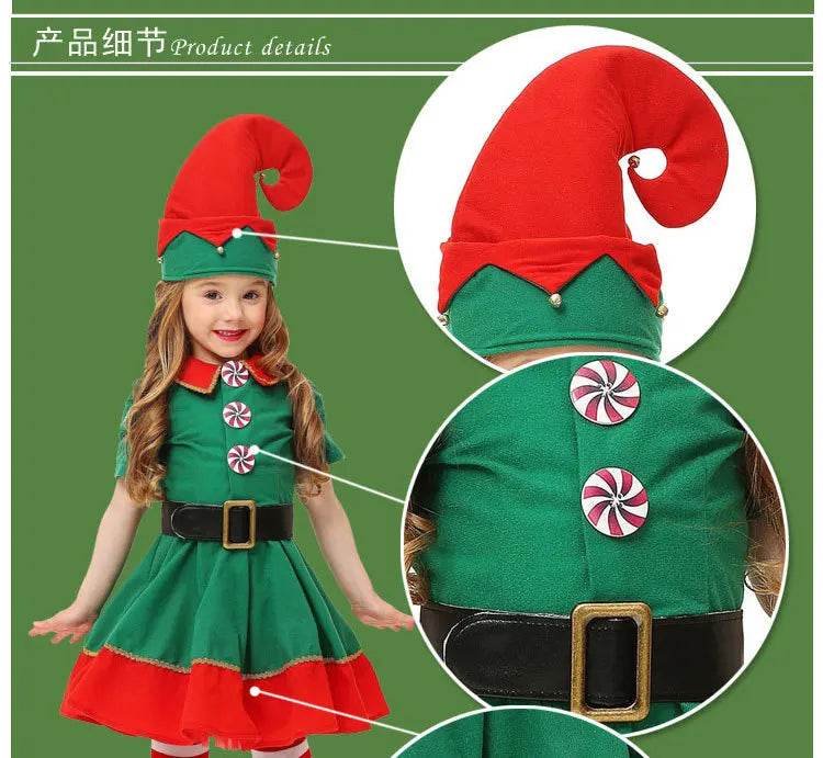 Christmas Elf Cosplay Jumpsuit for Kids