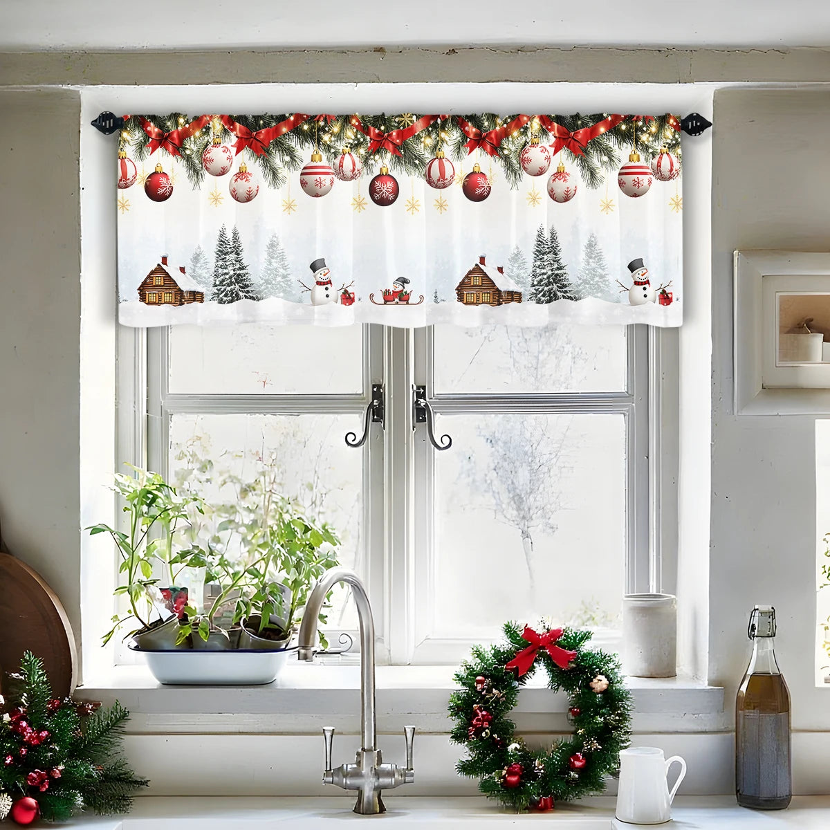 Festive Sheer Holiday Curtain