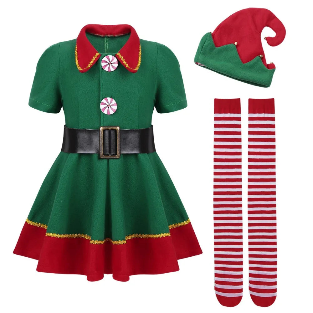 Christmas Elf Cosplay Jumpsuit for Kids