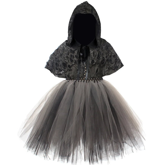 Girls Grim Reaper Black Cloak Costume