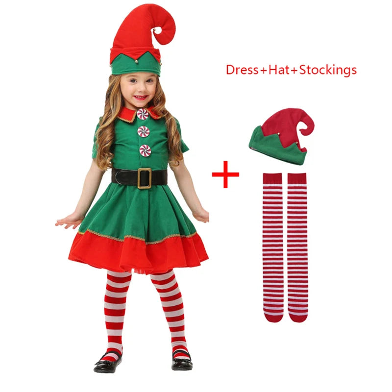 Christmas Elf Cosplay Jumpsuit for Kids