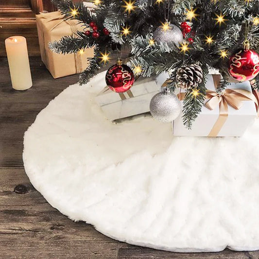 Plush White Christmas Tree Skirt