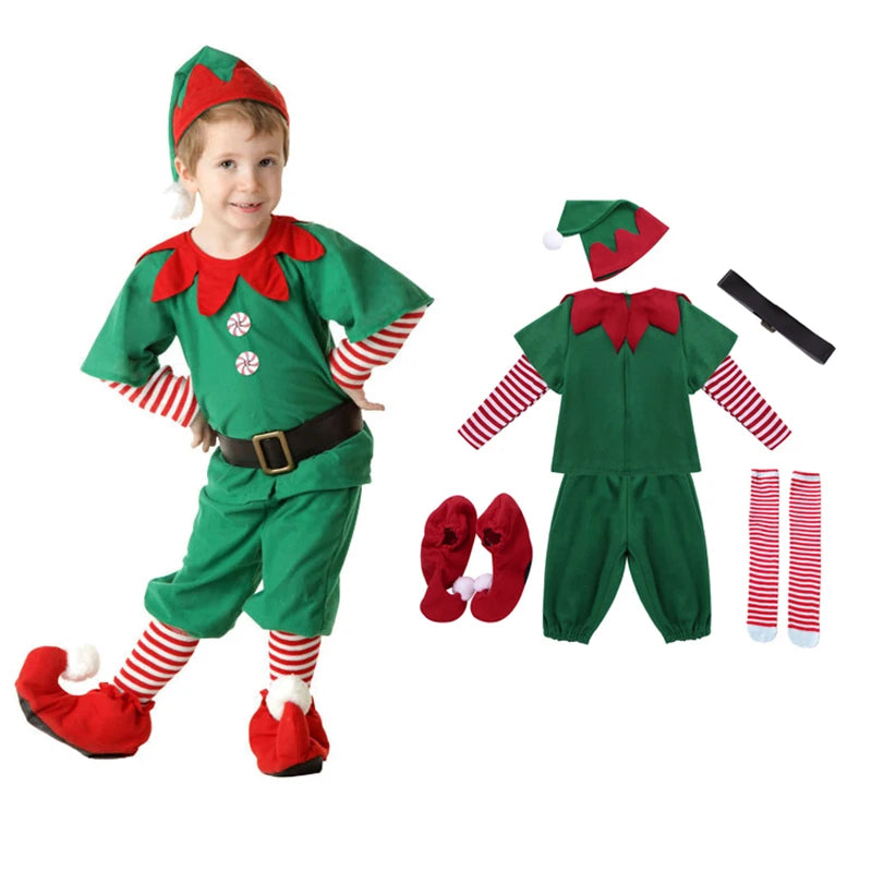 Christmas Elf Cosplay Jumpsuit for Kids